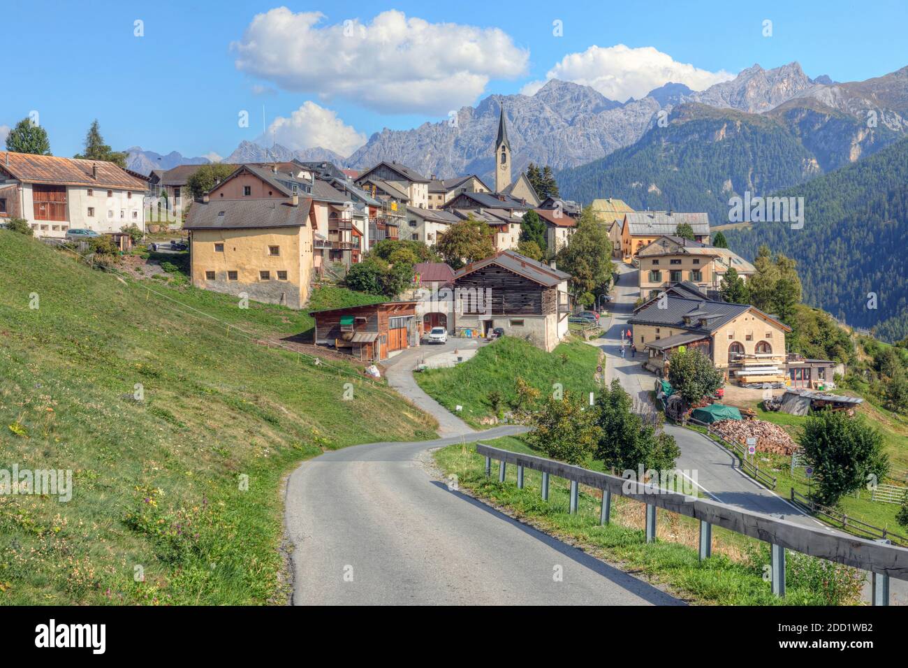 Guarda, Scuol, Lower Engadine, Grisons, Switzerland, Europe Stock Photo