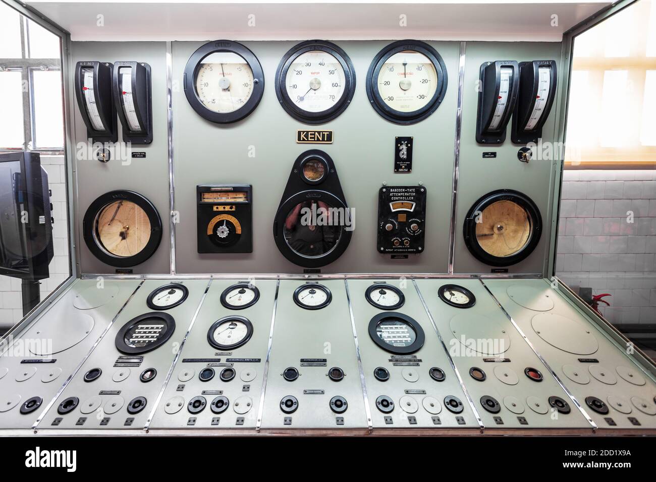LISBON, PORTUGAL - JUNE 25, 2014: Electric control panel at the Tejo Power Station Electricity Museum in Lisbon city, Portugal Stock Photo