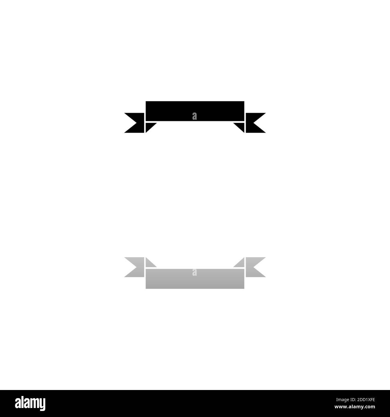 Ribbon. Black symbol on white background. Simple illustration. Flat Vector Icon. Mirror Reflection Shadow. Can be used in logo, web, mobile and UI UX Stock Vector