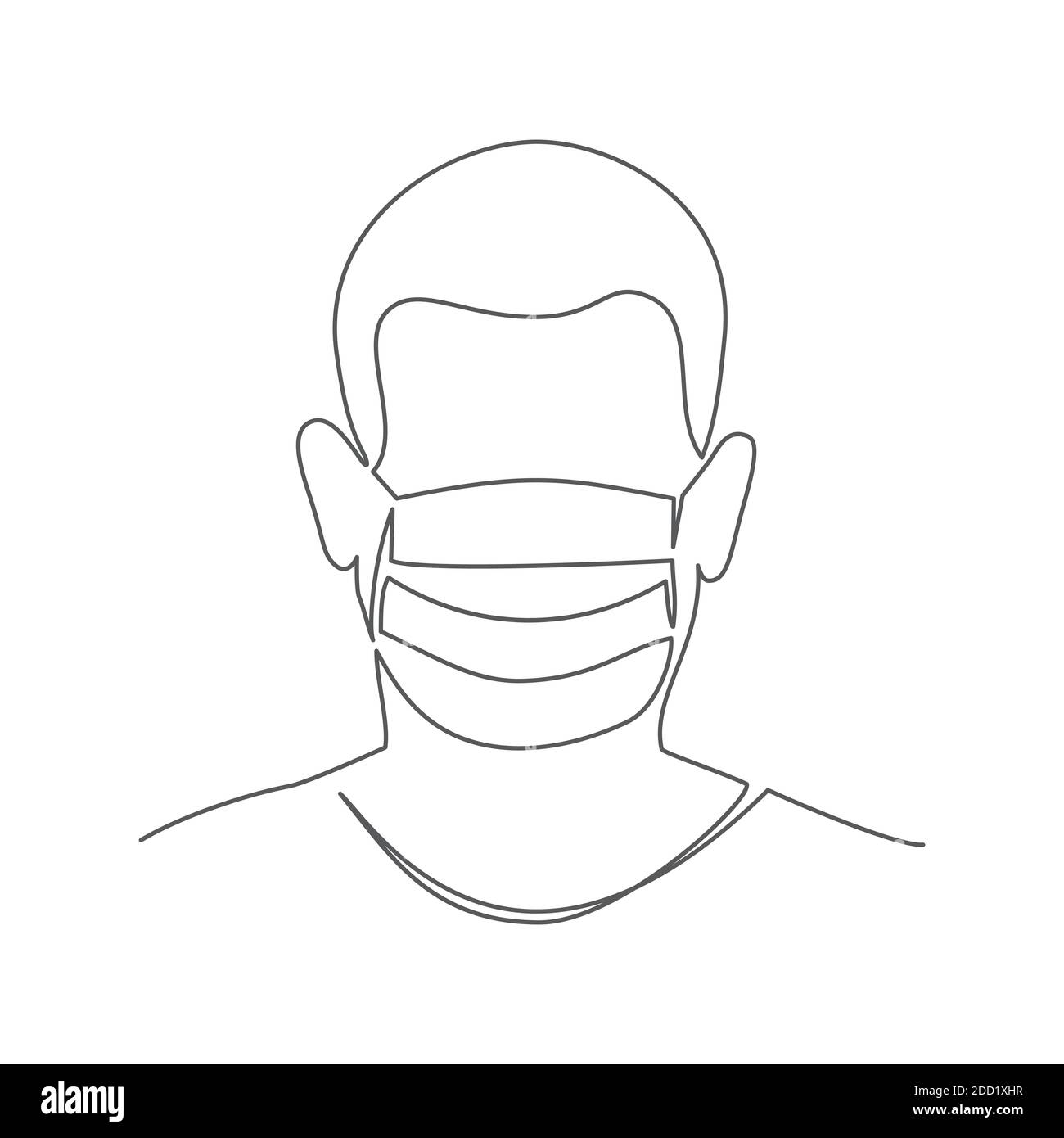 Medical Mask One line drawing Vector medical mask in line style on
