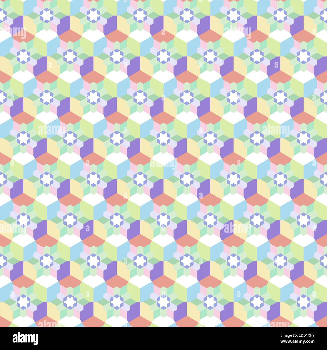 Modern trendy seamless vector geometric pattern design of multicolor hexagons suitable for screen printing and textile. Trendy hexagonal background Stock Vector