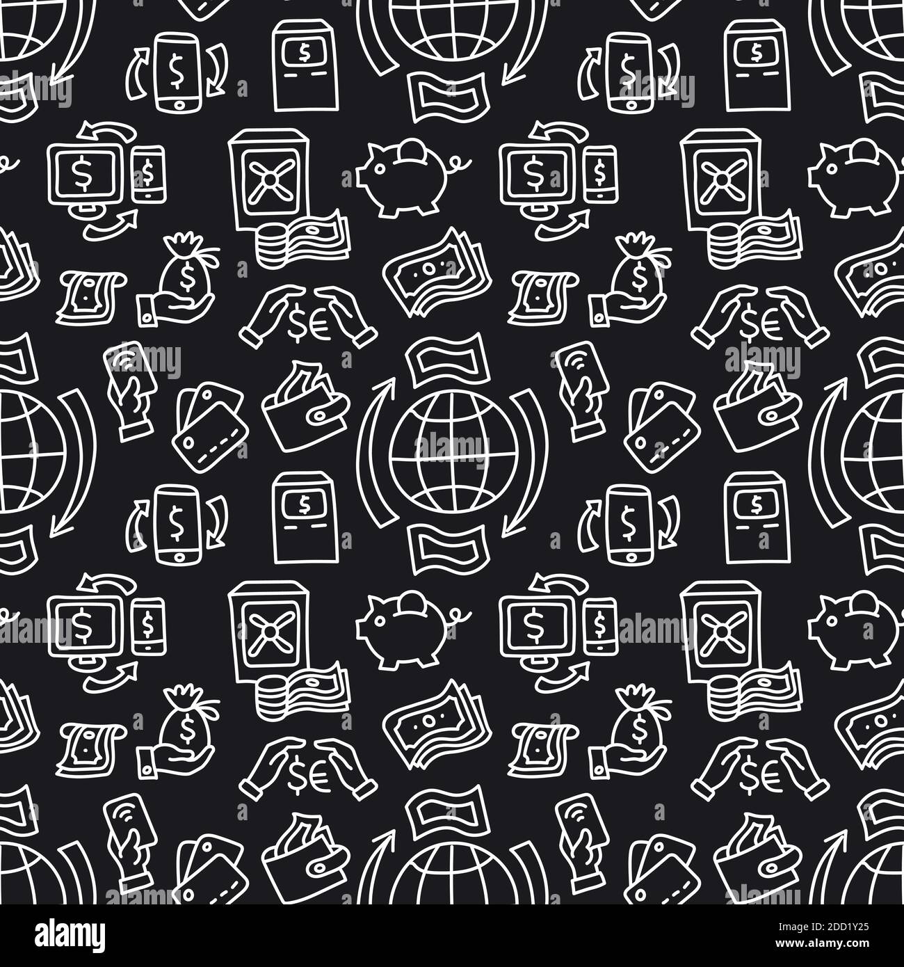 illustration of the finance seamless pattern black and white Stock
