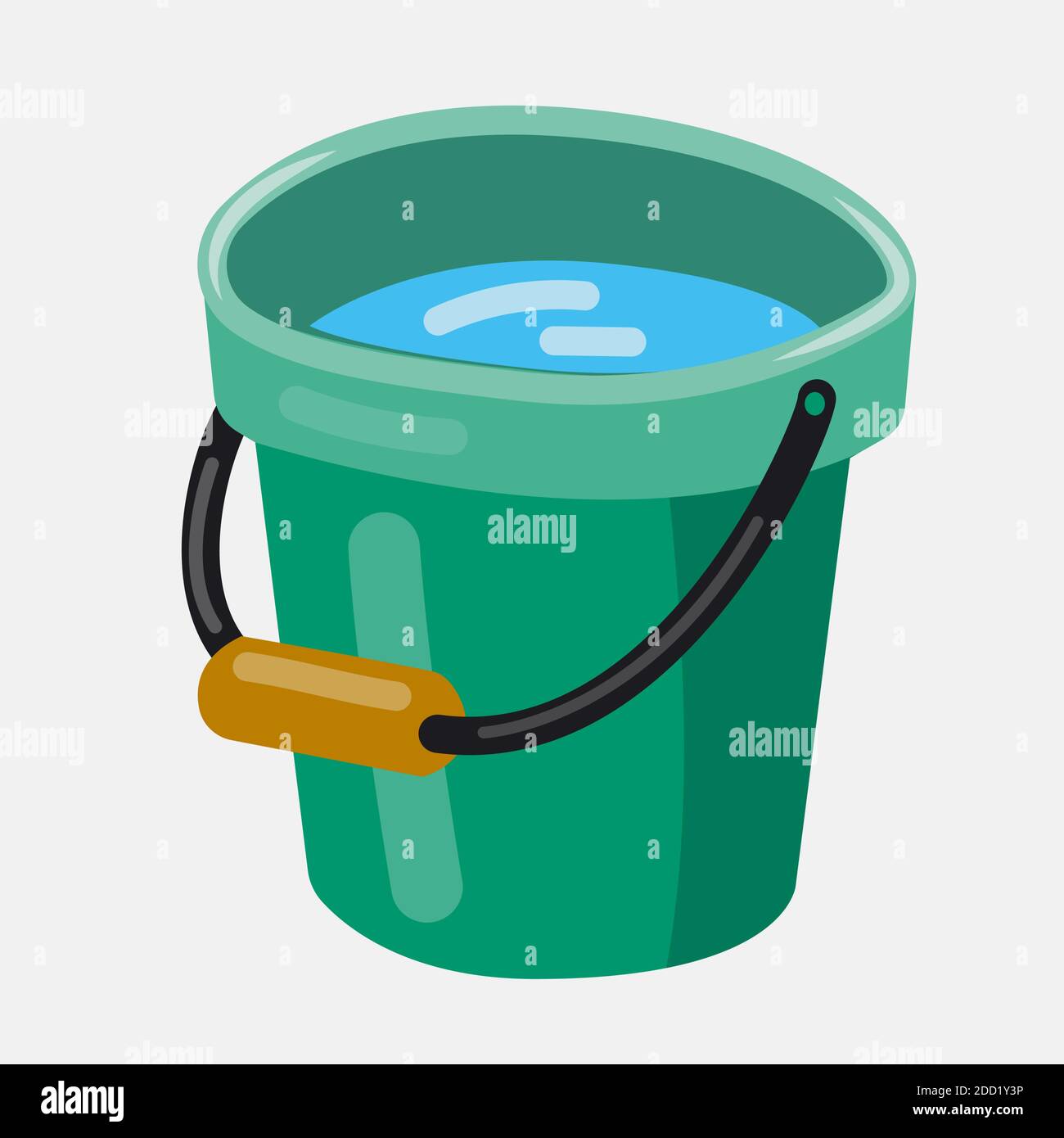 Bucket. Flat vector illustration. Bucket with water. Stock Vector