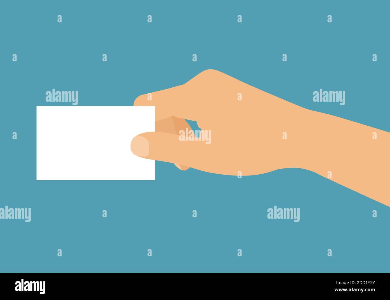 Flat design concept - male or female hand holding white blank business ...