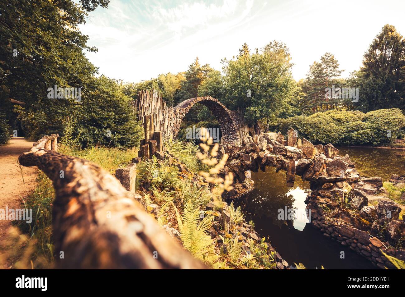 The famous Devils bridge, lokally known as Rakotzbridge or Rakotzbrücke ...