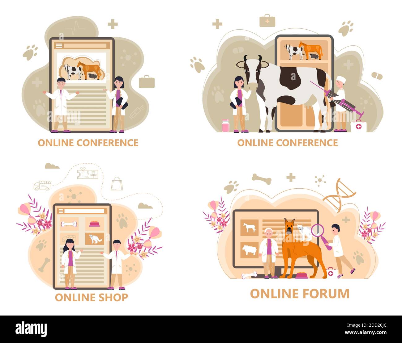 Pet Shop Online And Application Of Store Veterinarian Concept Vector Set Cat Health Care Vet Online Conference Installation For Website On Laptop Stock Vector Image Art Alamy