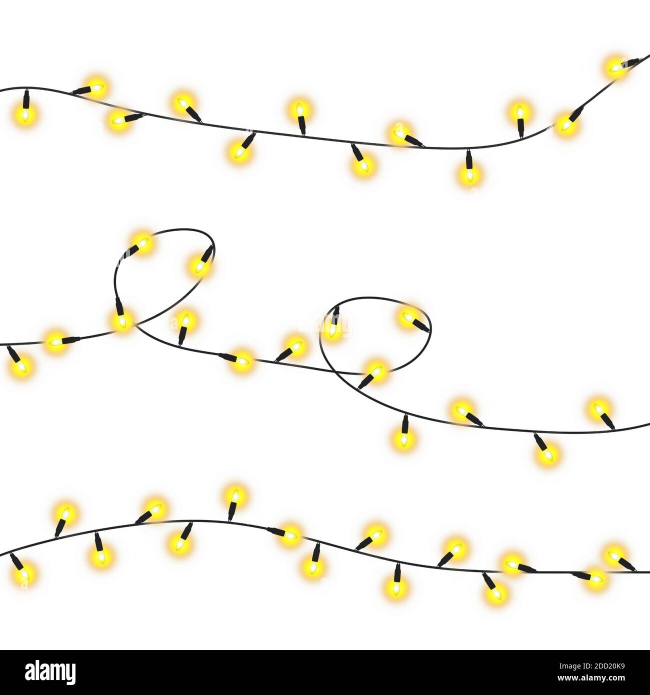 Christmas lights isolated realistic design elements. Glowing garlands ...