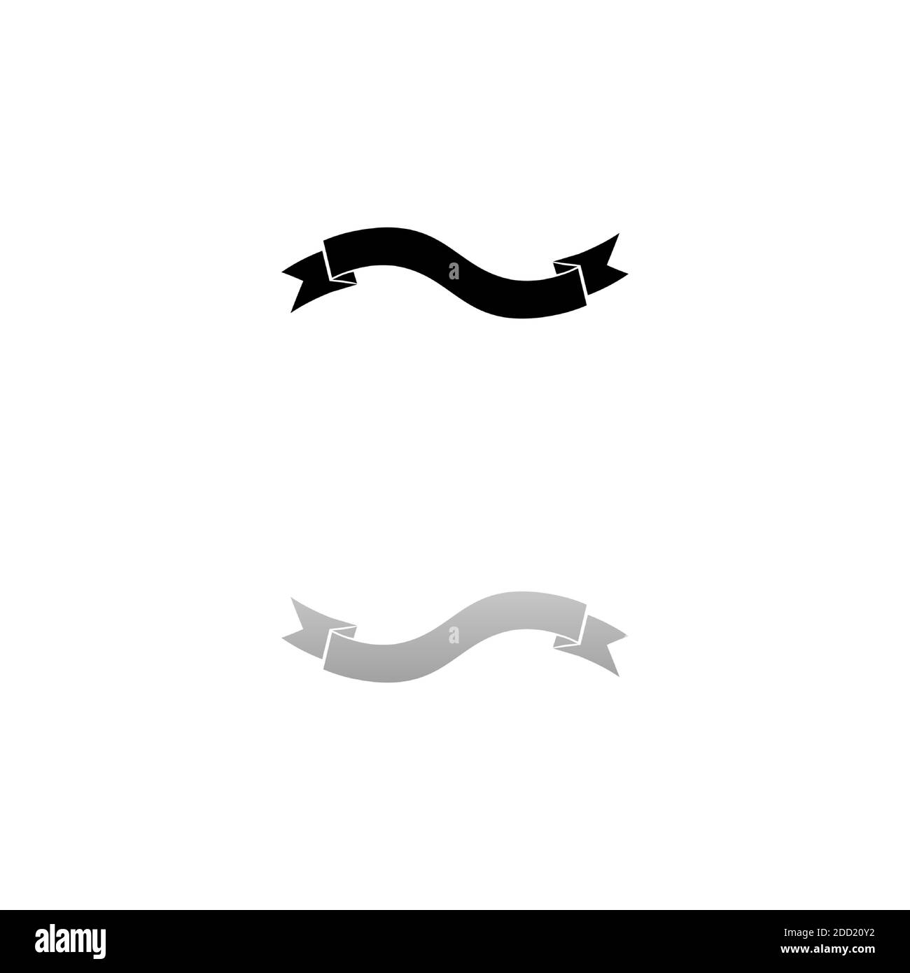 Ribbon. Black symbol on white background. Simple illustration. Flat Vector Icon. Mirror Reflection Shadow. Can be used in logo, web, mobile and UI UX Stock Vector