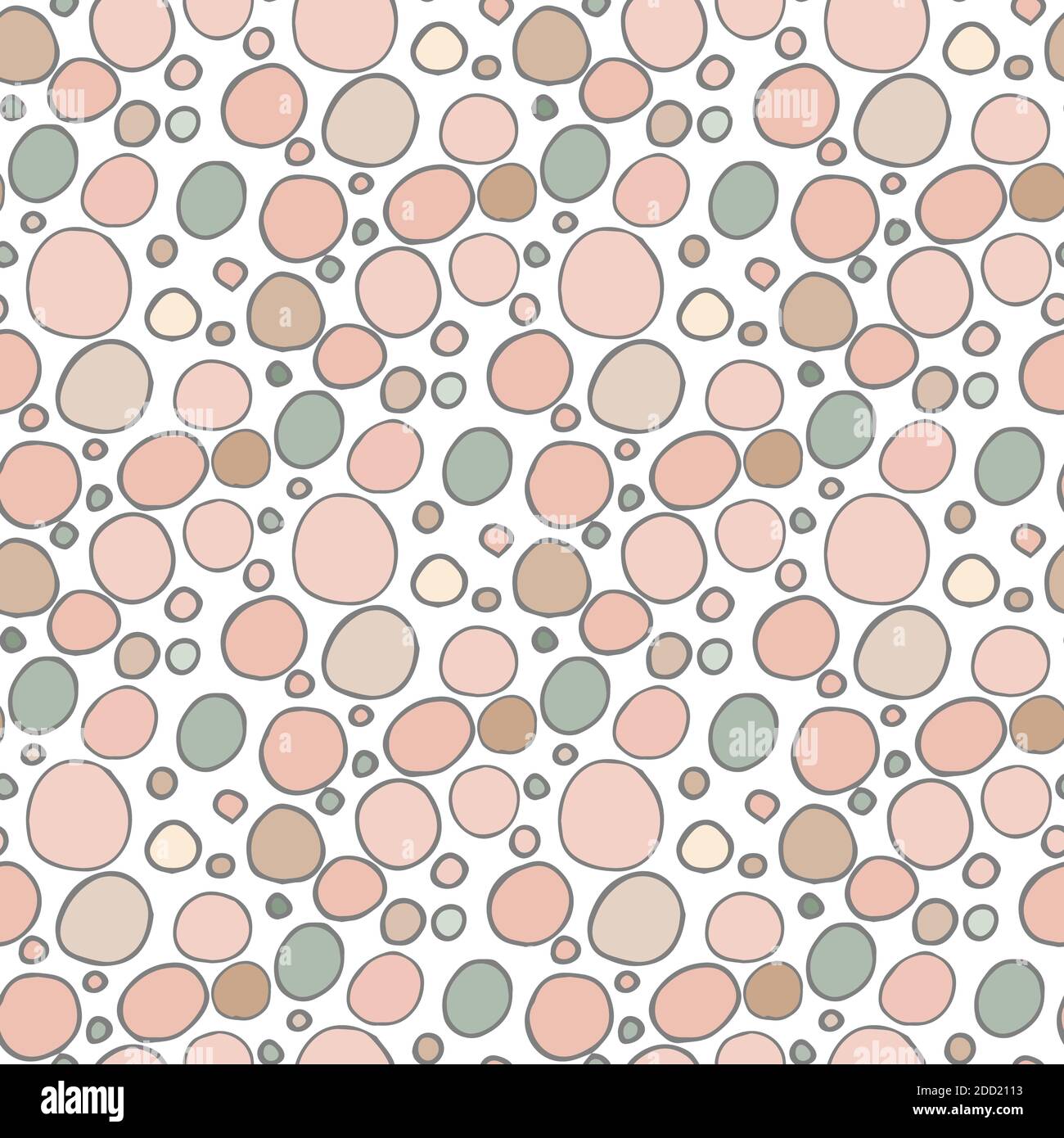 Seamless pattern with neutral colored hand drawn doodle circles on white Stock Vector