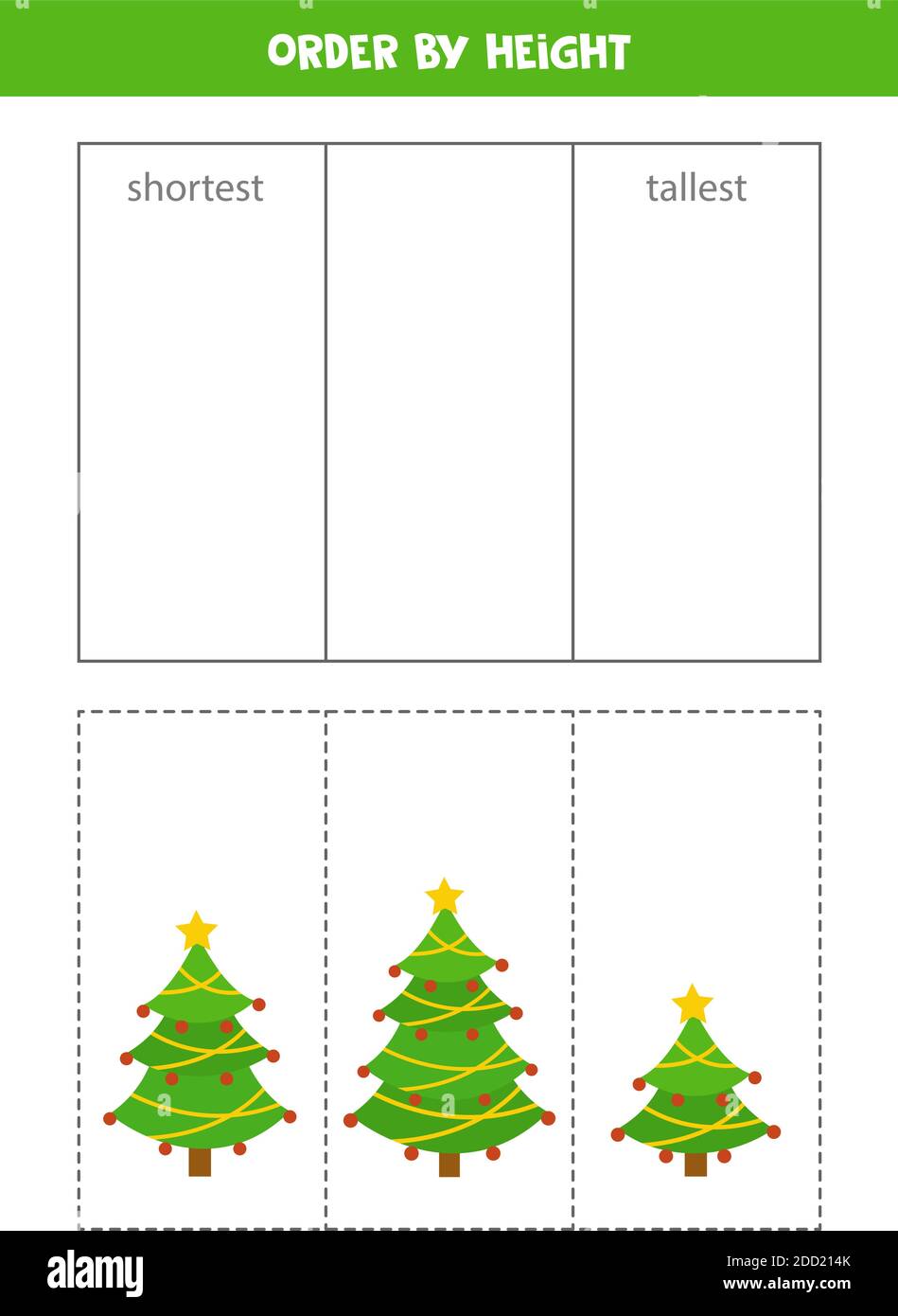 Match Christmas trees by height. Educational worksheet for kids Stock Vector Image & Art Alamy