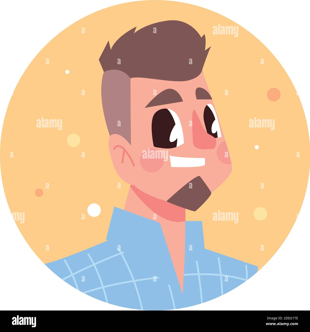 young man stylish character avatar in cartoon flat style round icon ...