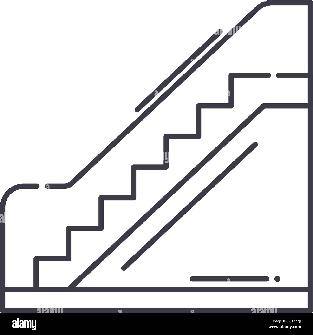 Escalator stairs icon, linear isolated illustration, thin line vector, web design sign, outline concept symbol with editable stroke on white Stock Vector