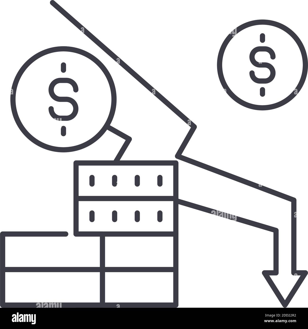 Economic recession icon, linear isolated illustration, thin line vector ...