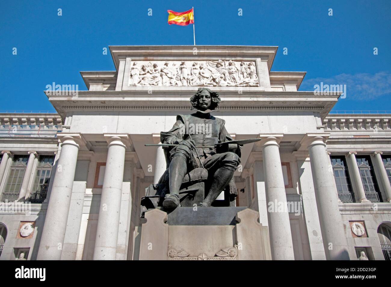 Statue of Spanish artist Diego Velazquez at western entrance to El Prado Museum in Madrid, Spain. Stock Photo