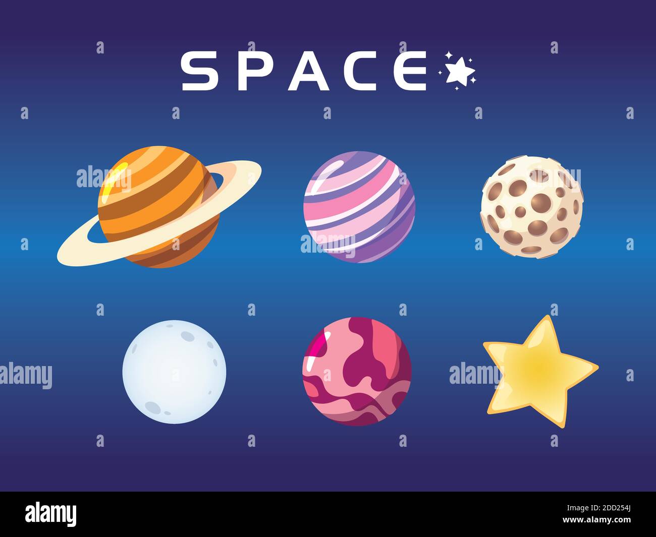 space galaxy solar system moon star and planets vector illustration ...