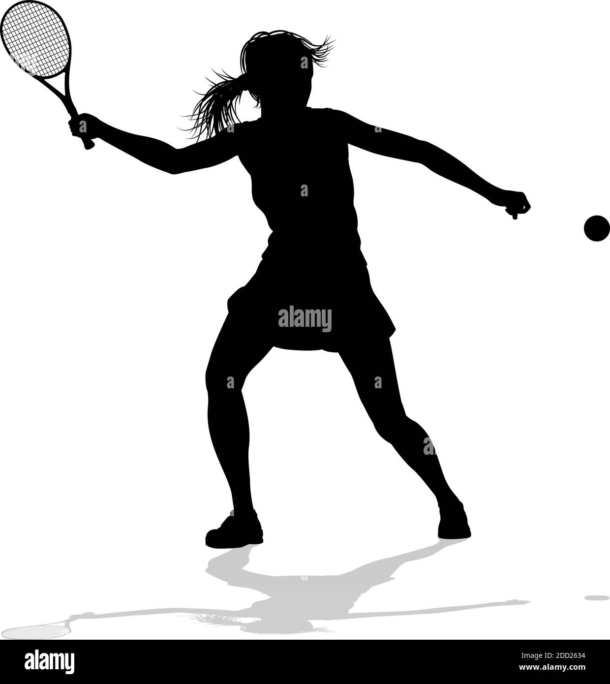 Tennis Silhouette Sport Player Woman Stock Vector