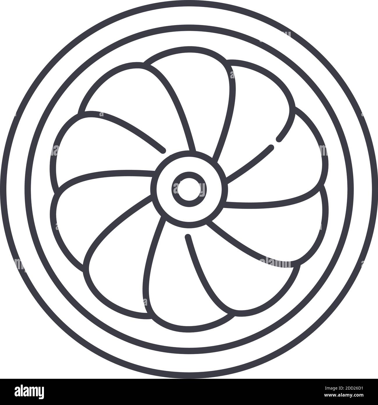 Engine fan icon, linear isolated illustration, thin line vector, web
