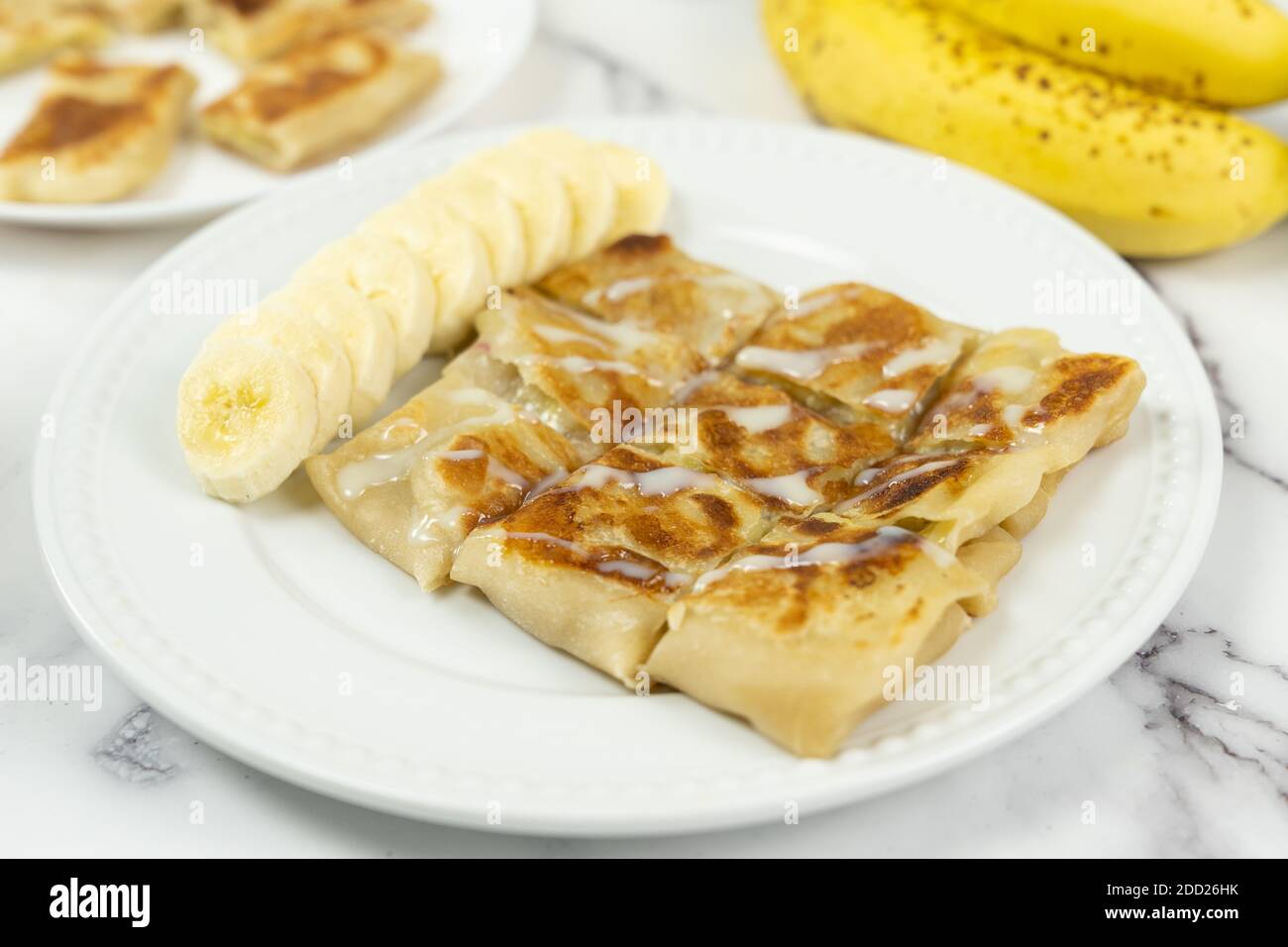 Chinese style banana paratha or pancake Stock Photo