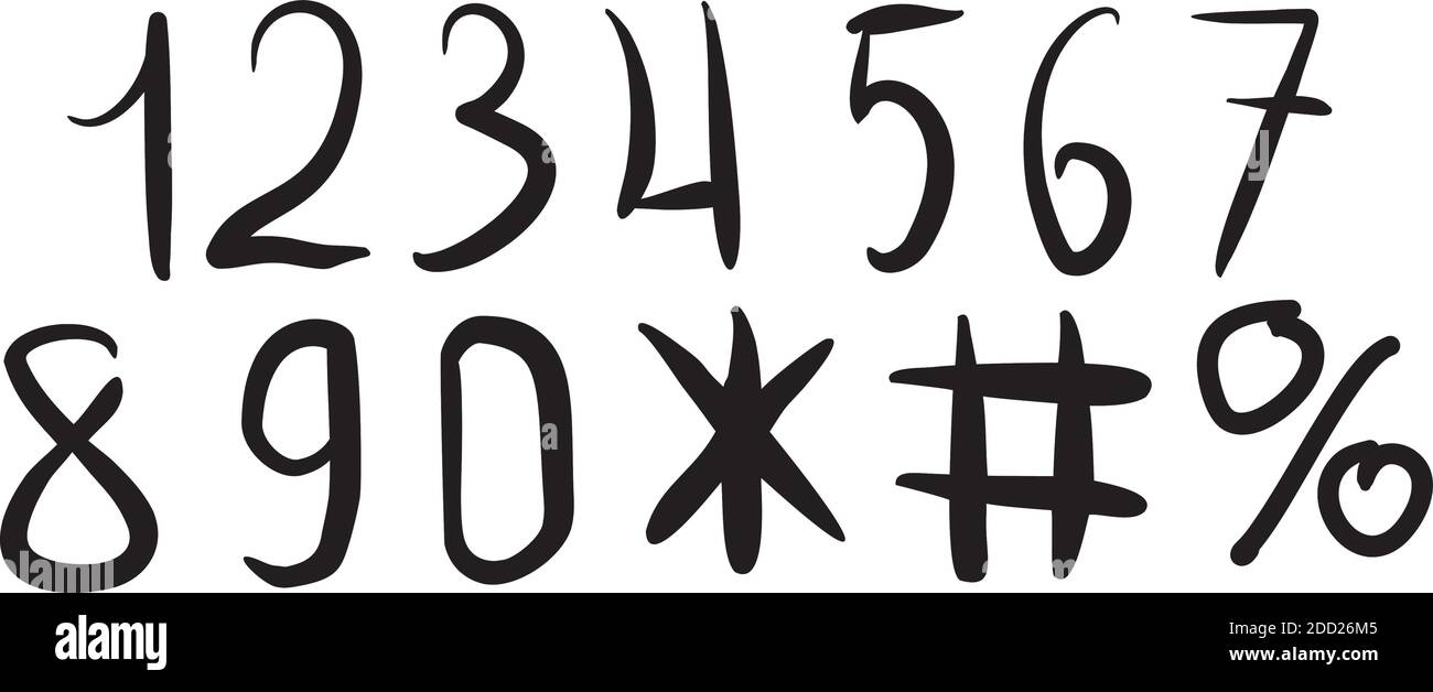 Premium Vector  Number set, hand drawn black numbers with white dotted  line, 1234567890. icons, vector