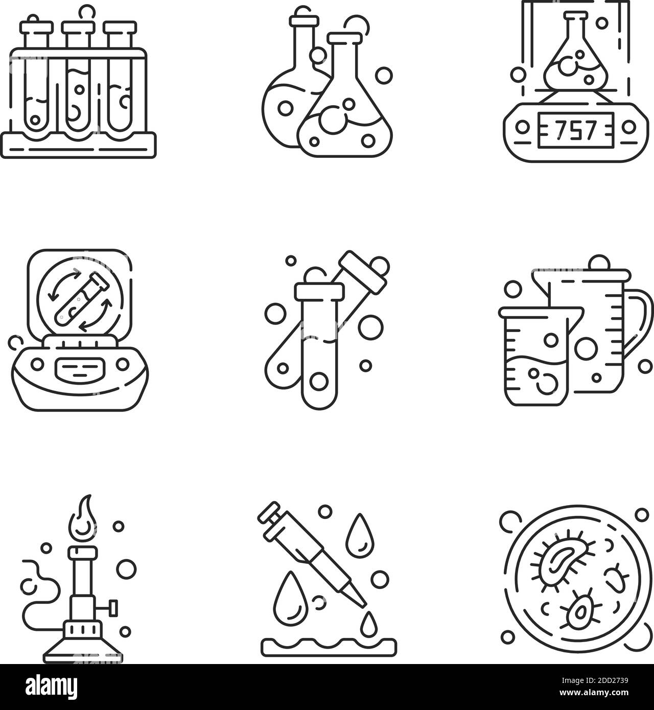 Line Icons Of Laboratory Instruments And Equipment, Scientific