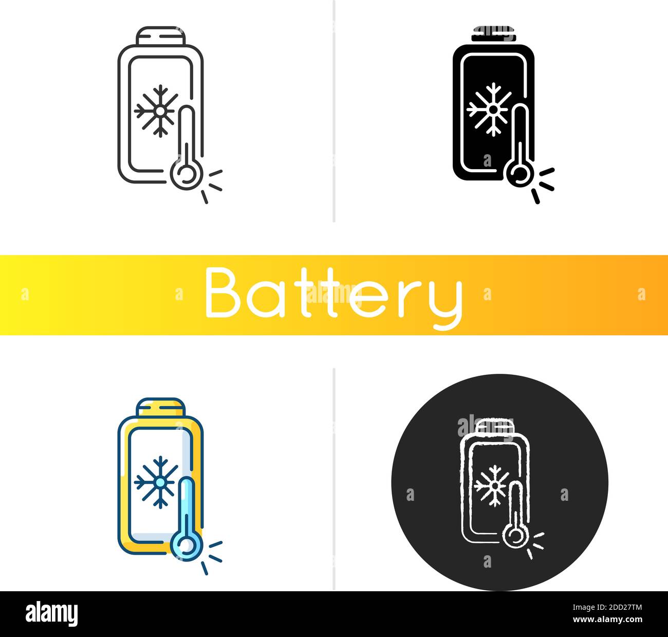 Battery charging undercooling problem icon Stock Vector