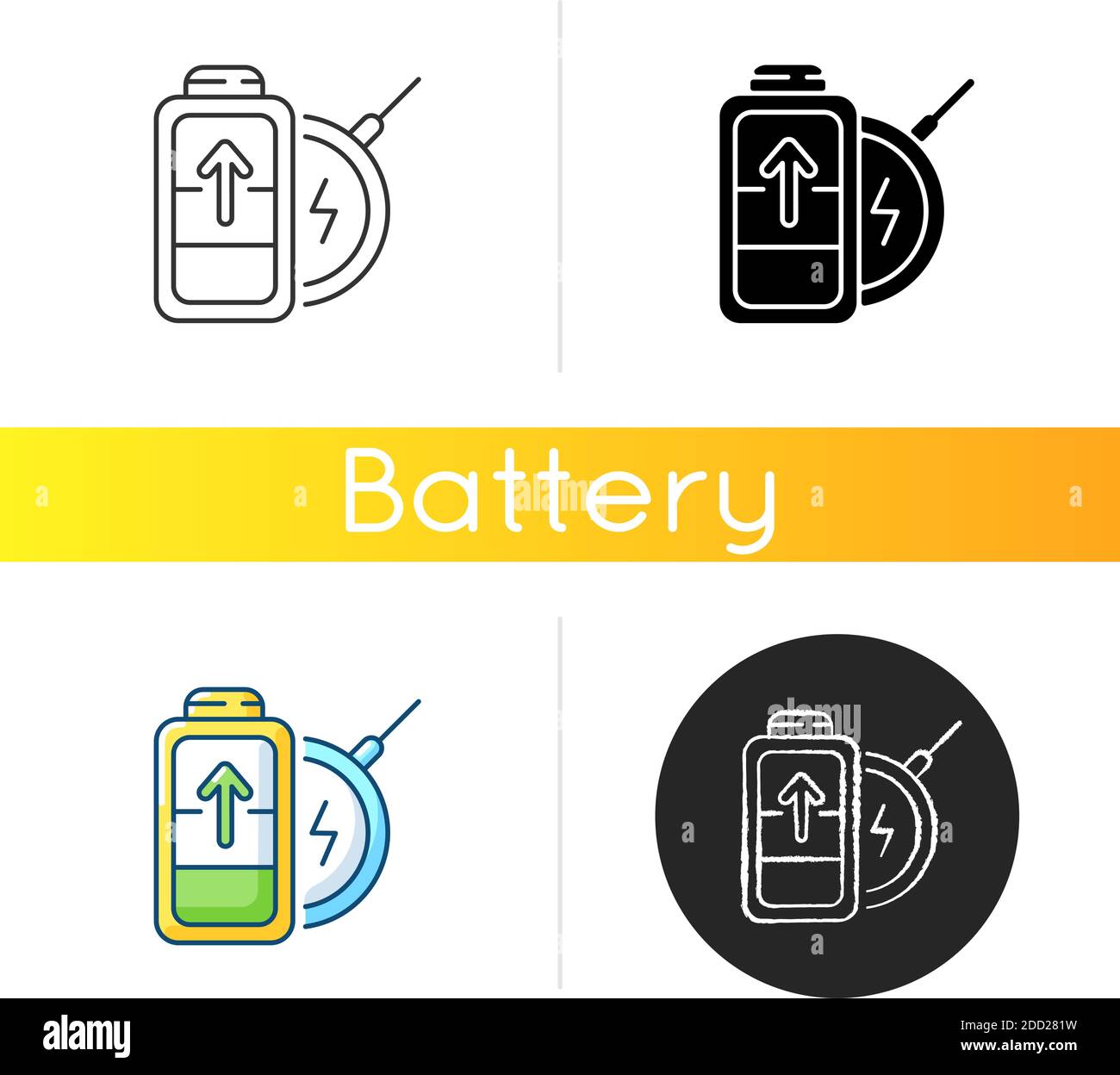 Battery wireless charging icon Stock Vector