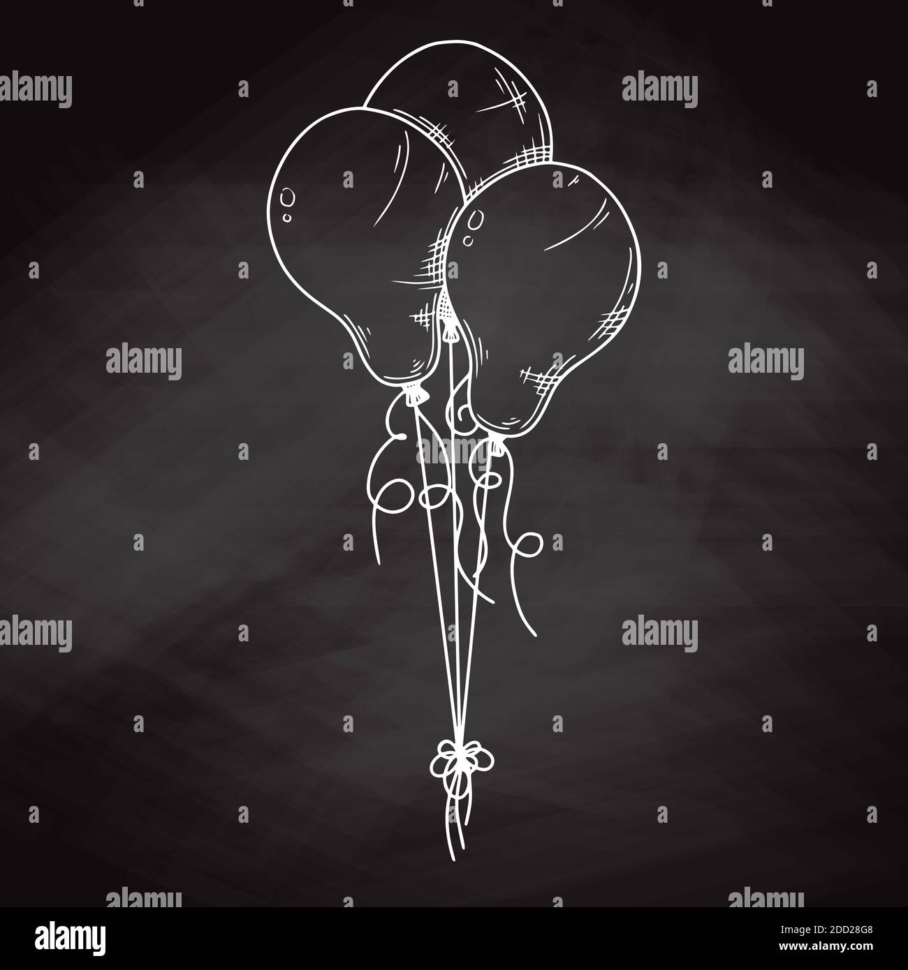Different balloons. Inflatable balls on a string. Vector illustration in sketch style Stock Vector