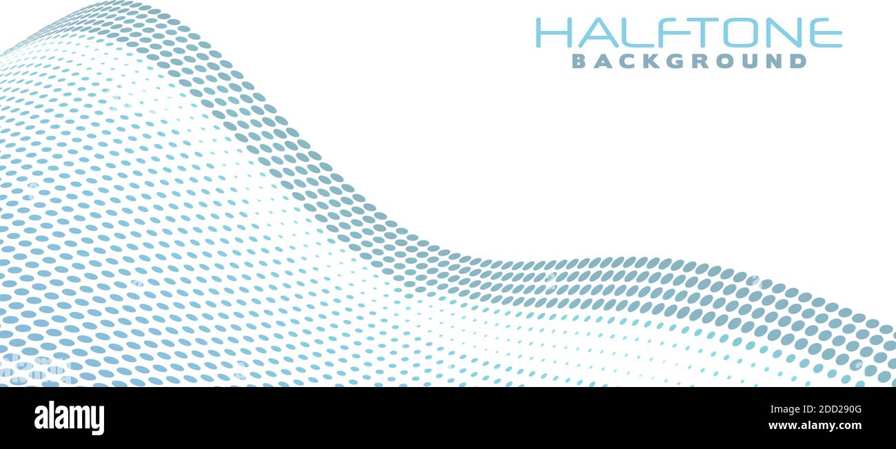 Abstract dotted wavy surface with halftone effect. Vector graphics pattern Stock Vector