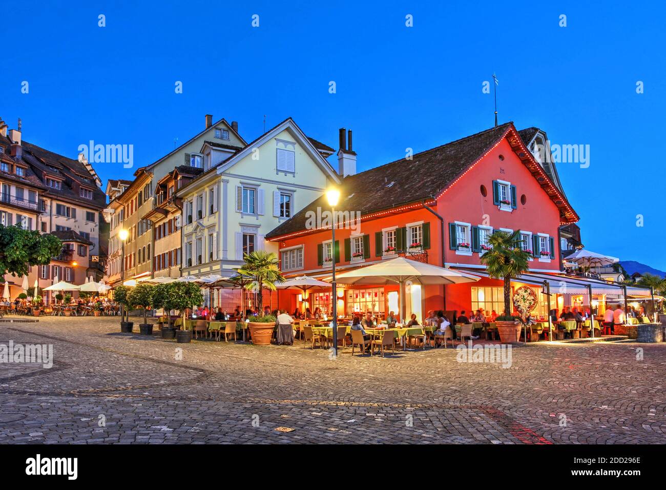 Beautiful houses in Landsgemeinde square in the old town of Zug