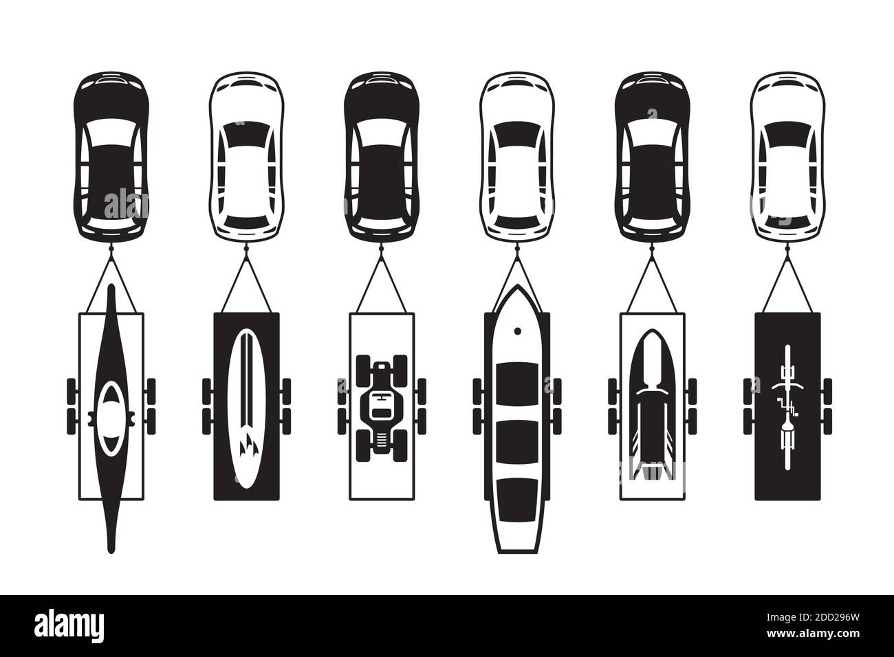 Sport utility vehicles with trailers vector illustration Stock Vector