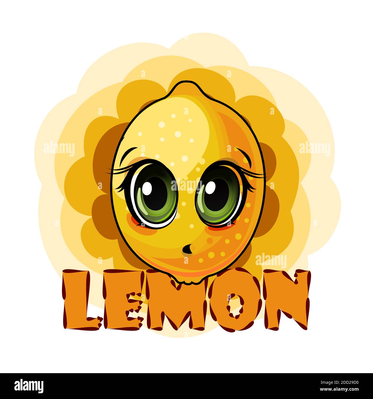 Lemon fruits on an abstract background. Face. Inscription. Isolated ...