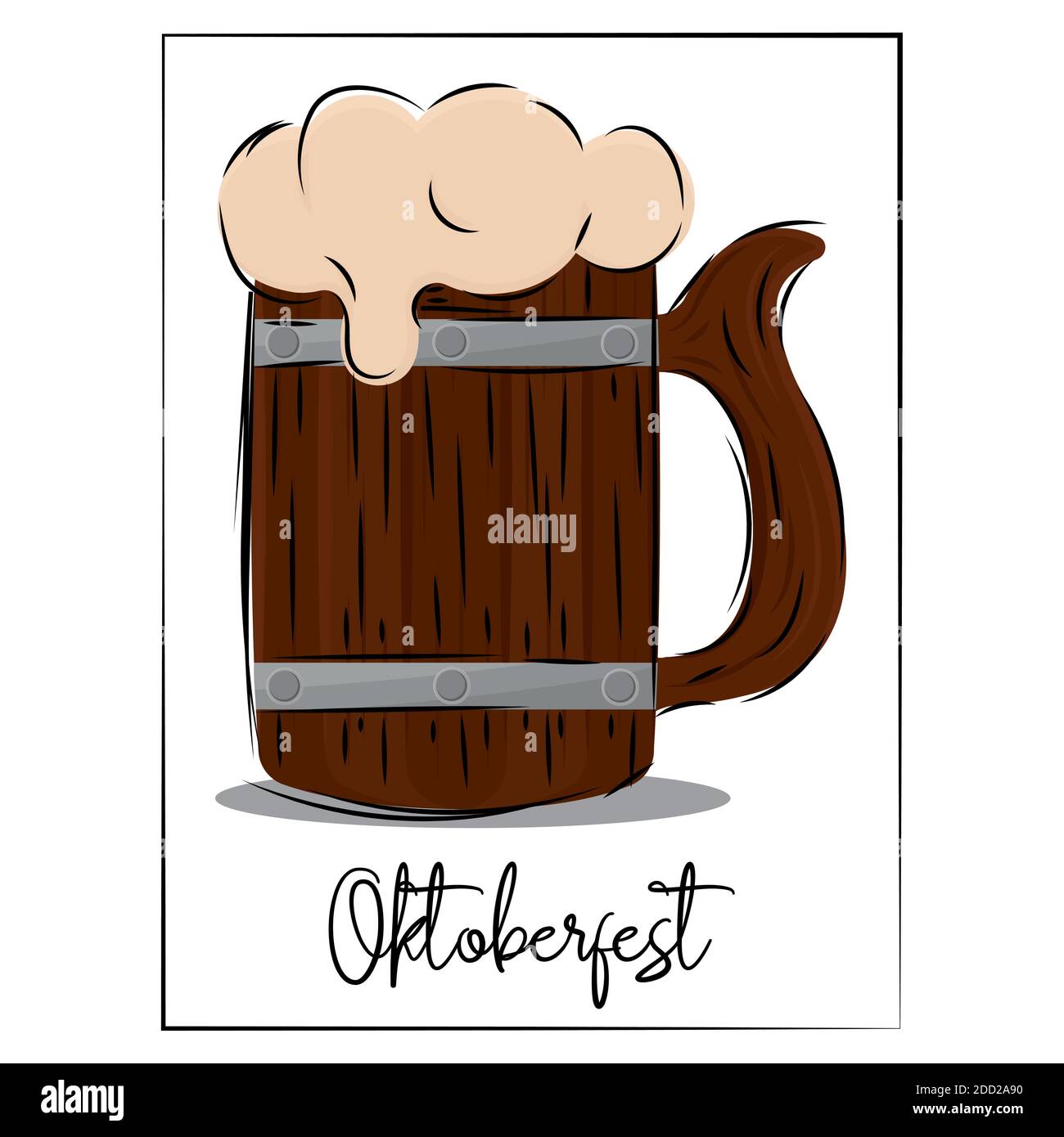Beer wood glass barrel oktoberfest picture- Vector Stock Vector Image ...