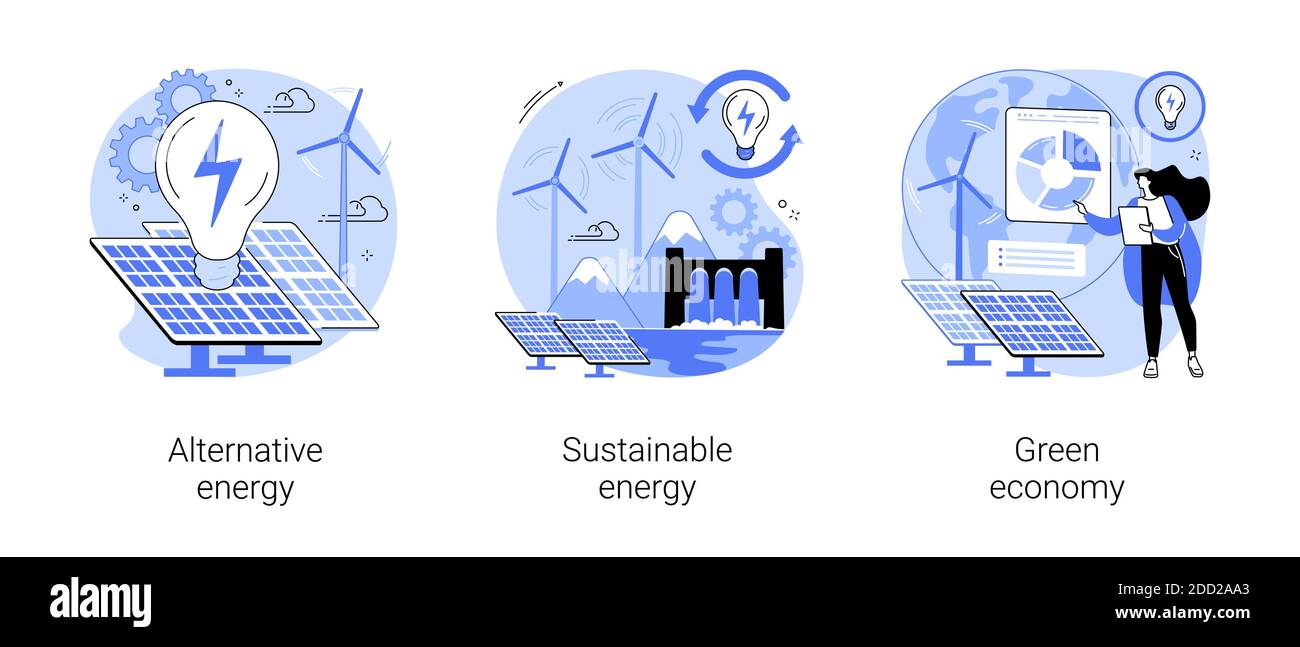 Clean green energy abstract concept vector illustrations Stock Vector ...