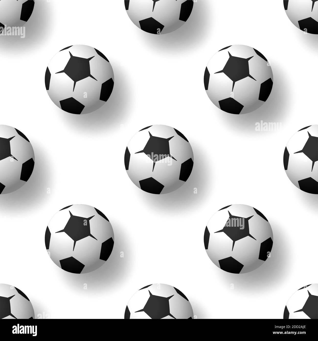 Football balls seamless patternbackground. Heap of classic black and