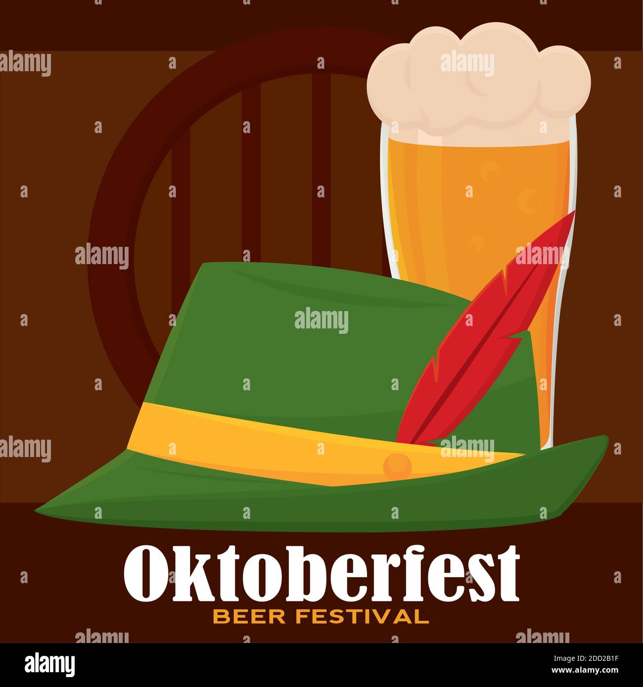 German hat oktoberfest full color poster icon- Vector Stock Vector ...
