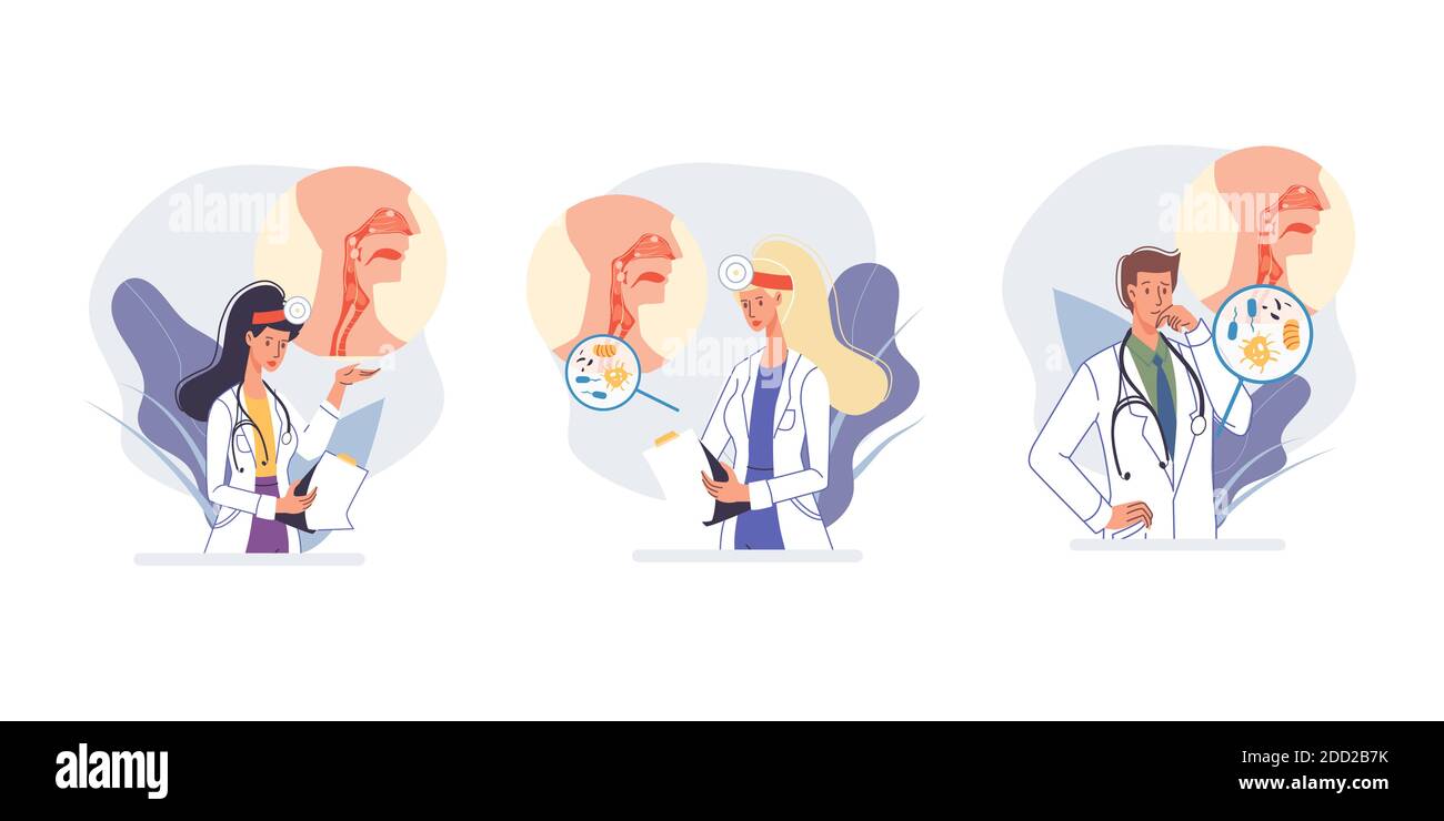 Flat cartoon doctor characters set vector illustration concept Stock ...