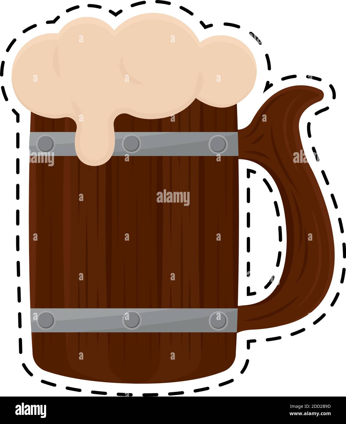 Beer wood glass barrel oktoberfest sticker Vector Stock Vector Image