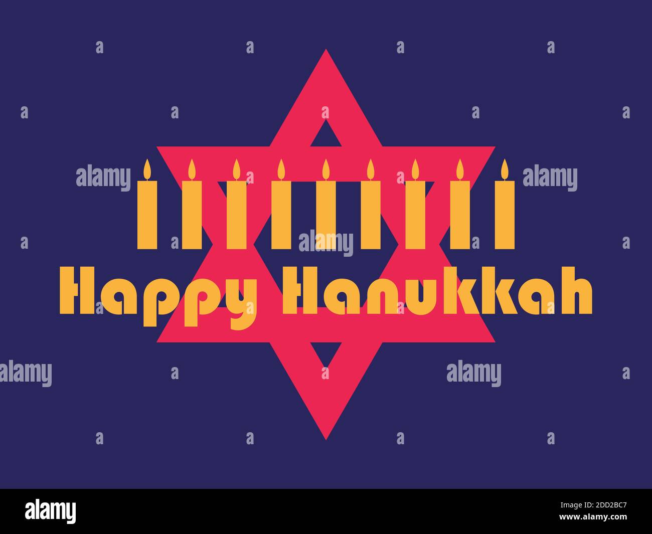 Happy Hanukkah. Nine candles and Star of David. Jewish festival
