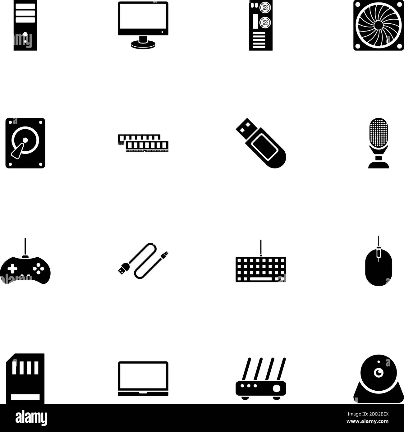 Hardware icon - Expand to any size - Change to any colour. Perfect Flat Vector Contains such Icons as usb flash, gamer joystick, monitor, router, hdd, Stock Vector