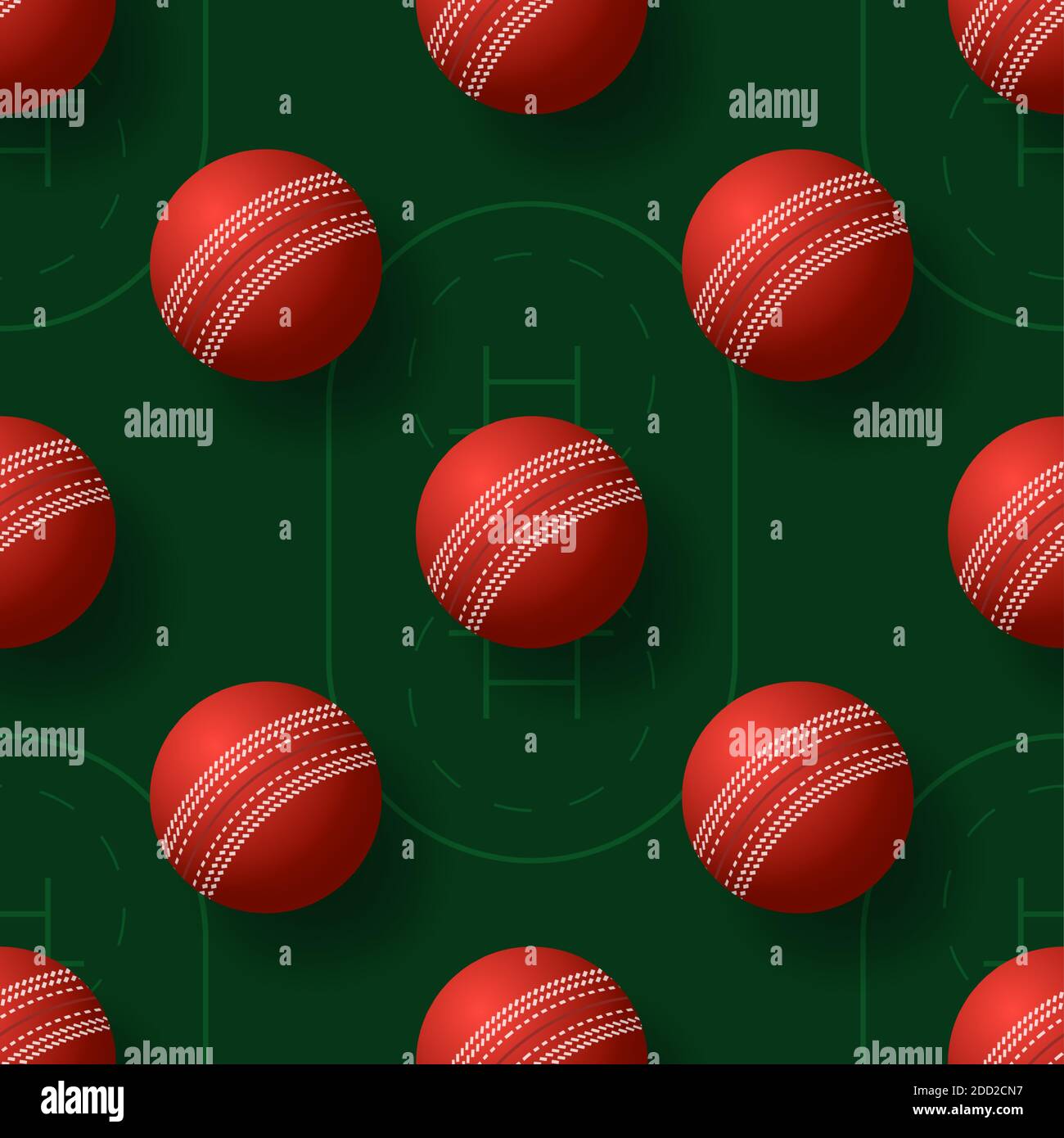 Cricket Ball Seamless Pettern Vector Illustration Realistic Cricket