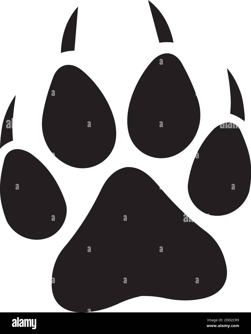 vector illustration of a wolf paw print. Stock Vector