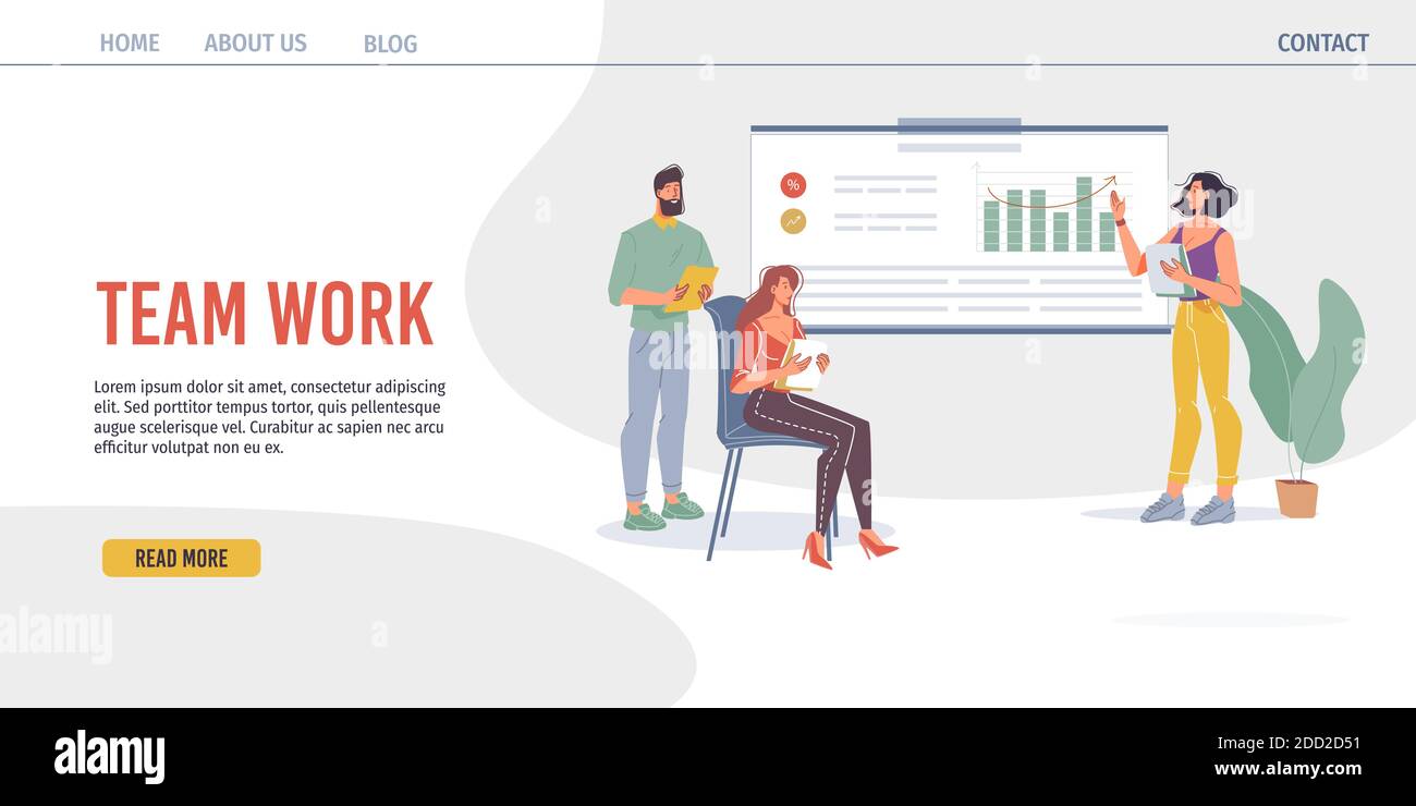 Workflow of business people flat vector illustration concept Stock ...