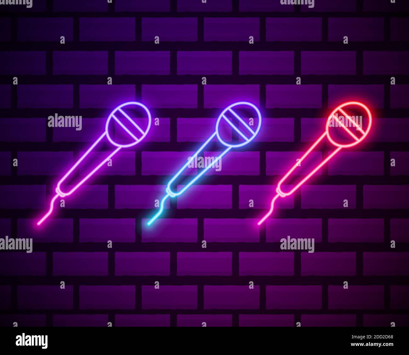 Karaoke colours glowing neon ui ux icons. Glowing sign logo vector ...
