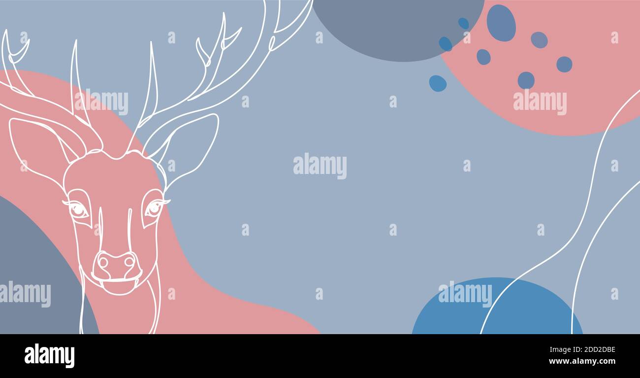 Christmas deer in a hand drawn linear style. Stock Vector