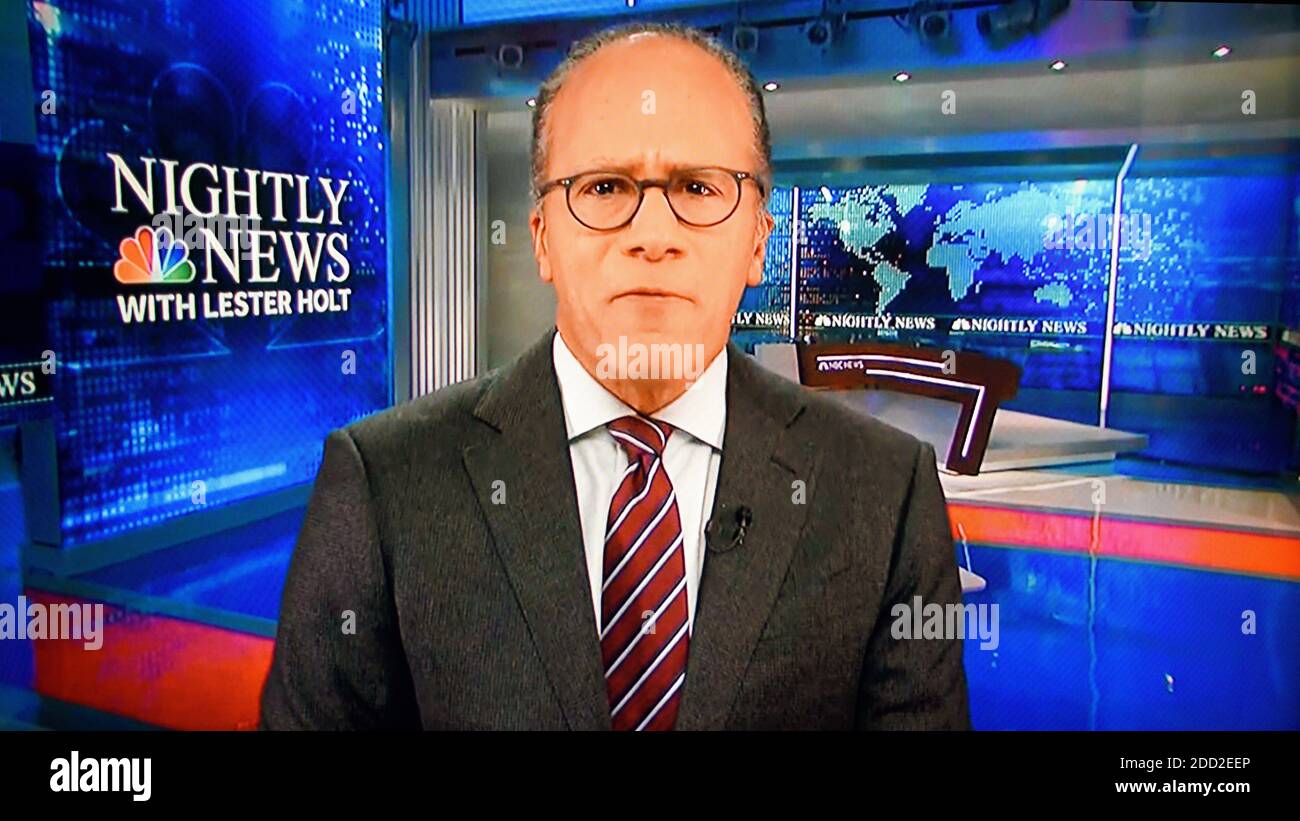 A television screenshot of NBC Nightly News anchor Lester Holt
