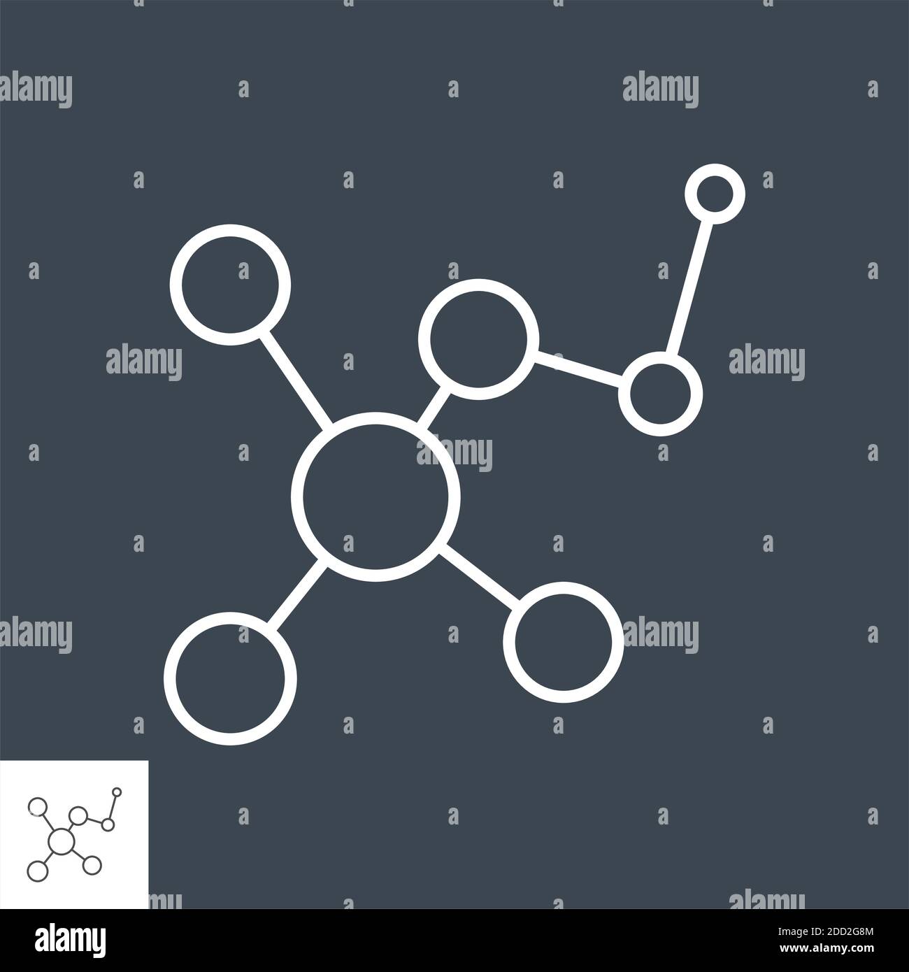 Molecule related vector thin line icon. Stock Vector