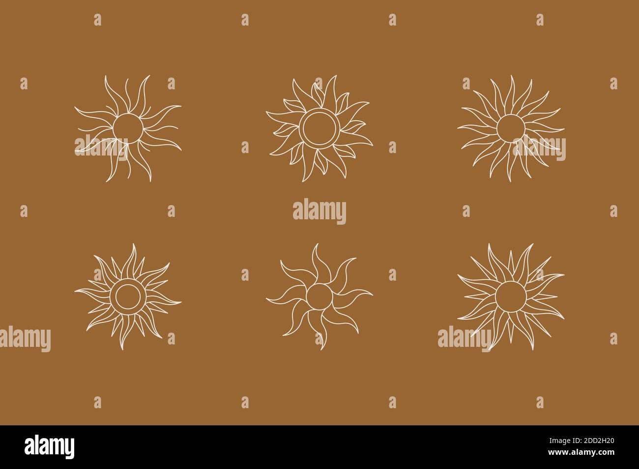 Set of Boho Sun in minimal trendy style. Vector Icon, logo, labels ...
