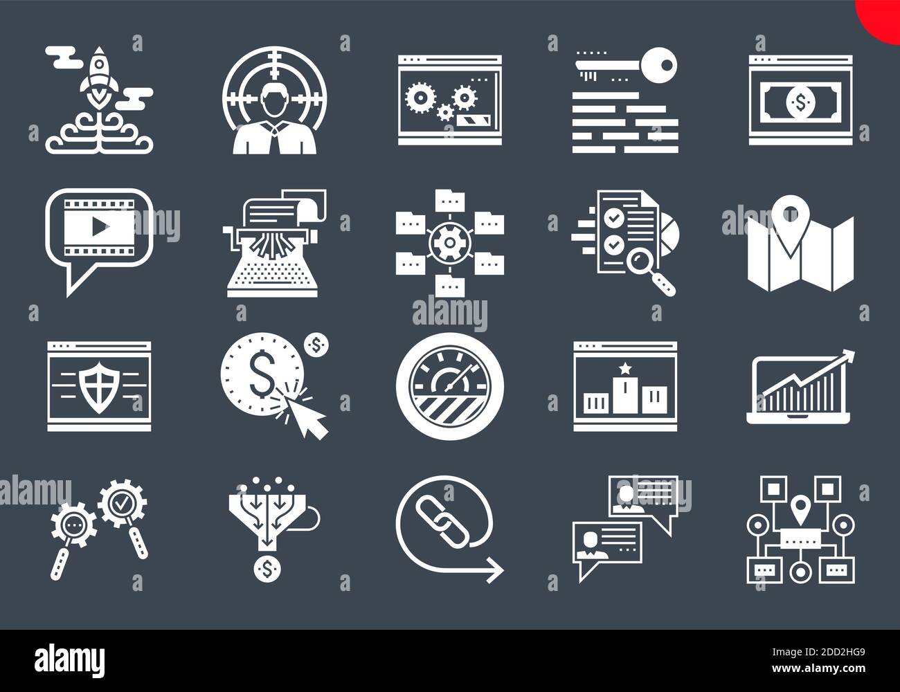 Thin Line Icons Set of Search Engine Optimization Stock Vector Image ...