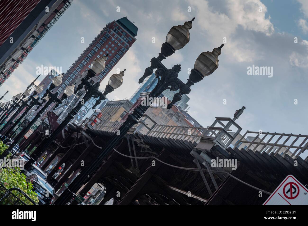 The L train elevated tracks and high rise buildings Stock Photo