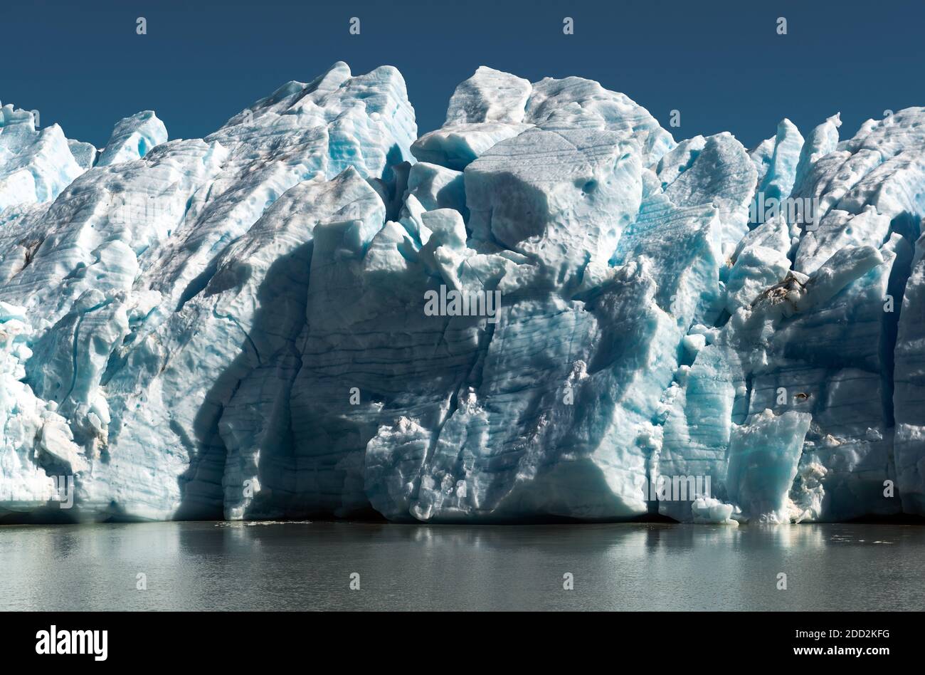 Drama and Nostalgia by the receding Grey Glacier due to climate change, Torres del Paine national park, Patagonia, Chile. Stock Photo